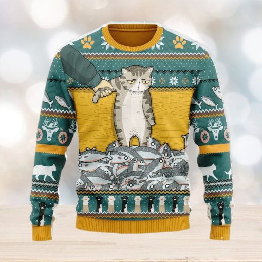 Cat With Fish Ugly Christmas Sweater Christmas Gift For Men And Women