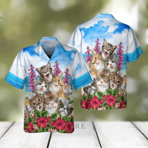 Cats Smile Hawaiian Shirt  Cat And Flower Hawaiian Shirts