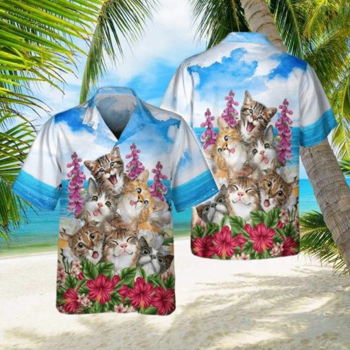 Cats Smile Hawaiian Shirt  Cat And Flower Hawaiian Shirts