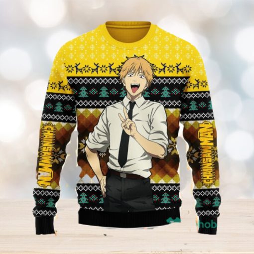 Chainsaw Man Denji Ugly Christmas Sweater Anime Xmas Men And Women Cute Christmas Gift