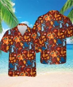 Charizard Fire Hawaiian Shirt 3D Pokemon Hawaiian Shirt Pokemon Button Up Shirt hawaiian shirt