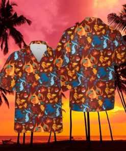 Charizard Fire Hawaiian Shirt 3D Pokemon Hawaiian Shirt Pokemon Button Up Shirt hawaiian shirt