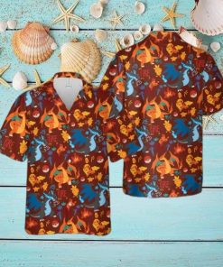 Charizard Fire Hawaiian Shirt 3D Pokemon Hawaiian Shirt Pokemon Button Up Shirt hawaiian shirt