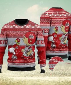 Charlie Brown And Snoopy Ohio State Buckeyes Christmas Ugly Sweater Mens