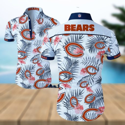 Chicago Bears Logo White Shirt Hawaiian Summer Beach Shirt Full Print