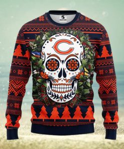 Chicago Bears Skull Flower Ugly Christmas Ugly Sweater