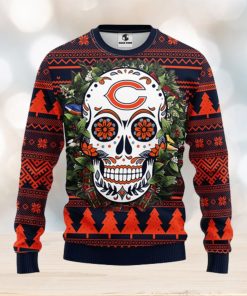 Chicago Bears Skull Flower Ugly Christmas Ugly Sweater