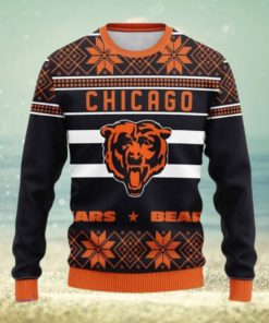 Chicago Bears Snowflake Christmas Pullover Ugly Christmas Sweater 3D Gift For Fans