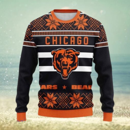 Chicago Bears Snowflake Christmas Pullover Ugly Christmas Sweater 3D Gift For Fans