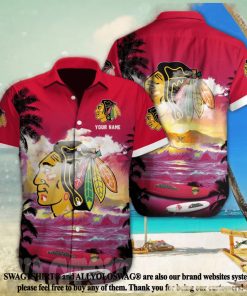 Custom Name Number Chicago Blackhawks NHL Hawaiian Shirt - Owl Fashion Shop