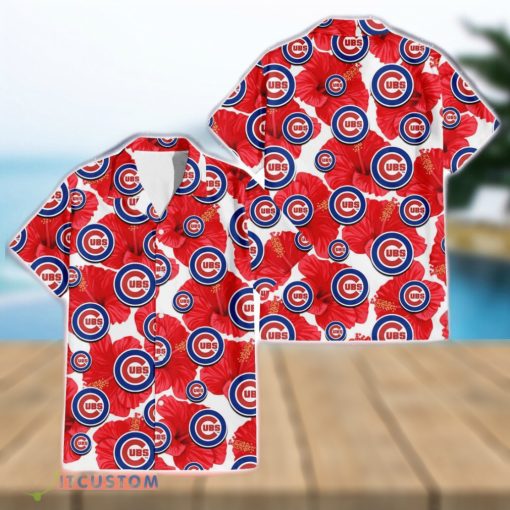 Chicago Cubs Big Red Hibiscus Lover 3D Hawaiian Shirt Summer Gift For Fans