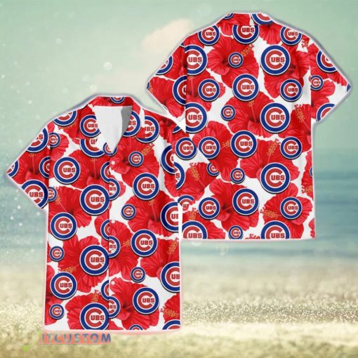 Chicago Cubs Big Red Hibiscus Lover 3D Hawaiian Shirt Summer Gift For Fans