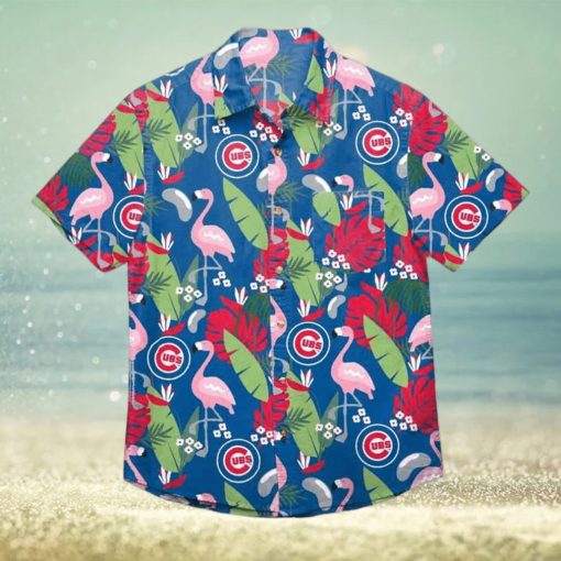 Chicago Cubs Floral Button Up Hawaiian Shirt