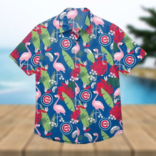 Chicago Cubs Floral Button Up Hawaiian Shirt