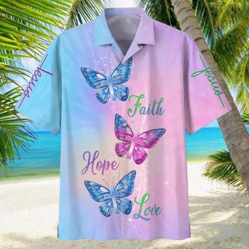 Christian Hawaiian Shirt Faith Hope Love Butterfly hawaiian shirt