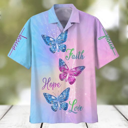 Christian Hawaiian Shirt Faith Hope Love Butterfly hawaiian shirt