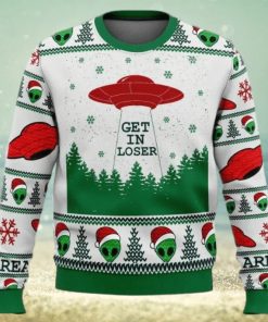 Christmas Alien Santa Get In Loser Christmas Ugly Sweater Party