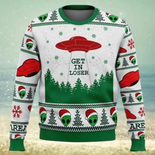 Christmas Alien Santa Get In Loser Christmas Ugly Sweater Party