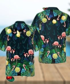 Christmas Flamingo Tropical Hawaiian Shirt Men’s Button Up Shirt Gifts For Xmas