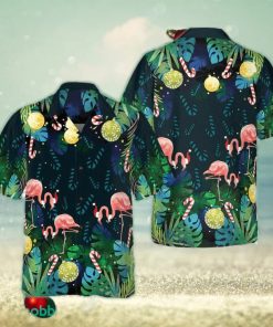 Christmas Flamingo Tropical Hawaiian Shirt Men’s Button Up Shirt Gifts For Xmas