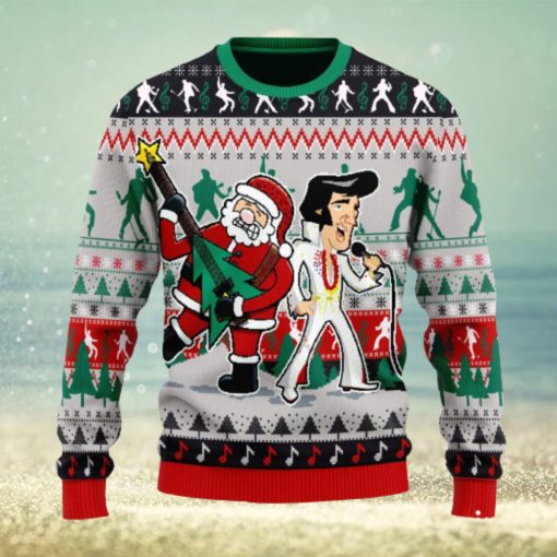 Christmas Gift Elvis Presley With Santa Men And Women Ugly Christmas Sweater