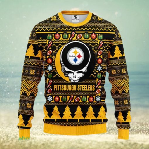 Christmas Gift For NFL Fans Pittsburgh Steelers Grateful Dead Christmas Gift Pattern Ugly Christmas Sweater