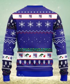 Christmas Gift NHL New York Rangers Cute 12 Grinch Face Xmas Day Ugly Christmas Sweater