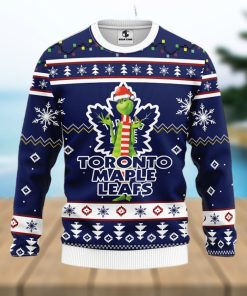 Christmas Gift NHL Toronto Maple Leafs Logo With Funny Grinch Men And Women Ugly Christmas Sweater For Fans