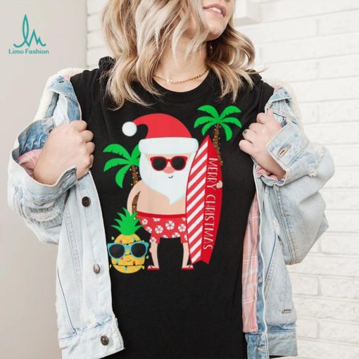 Christmas In July Party Costume Clothing Santa Surfing Shirt