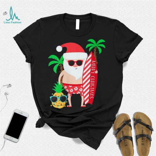 Christmas In July Party Costume Clothing Santa Surfing Shirt