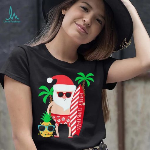Christmas In July Party Costume Clothing Santa Surfing Shirt