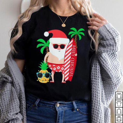 Christmas In July Party Costume Clothing Santa Surfing Shirt