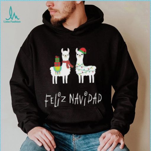Christmas Llama Feliz Navidad Spanish Alpaca Long T Shirt