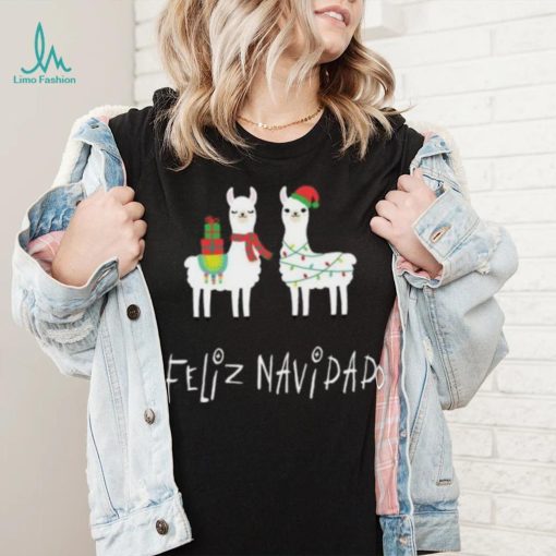 Christmas Llama Feliz Navidad Spanish Alpaca Long T Shirt
