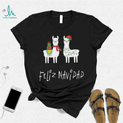 Christmas Llama Feliz Navidad Spanish Alpaca Long T Shirt