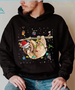 Christmas Sloth Santa Hat Lights Ornaments Xmas Men Women Shirt