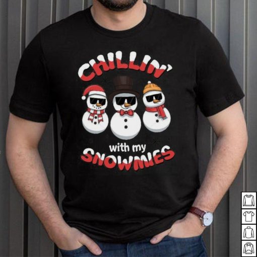 Christmas Snowman Shirt Chillin With My Snowmies Black Shirt