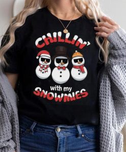 Christmas Snowman Shirt Chillin With My Snowmies Black Shirt