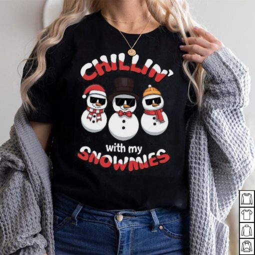 Christmas Snowman Shirt Chillin With My Snowmies Black Shirt