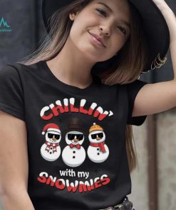 Christmas Snowman Shirt Chillin With My Snowmies Black Shirt