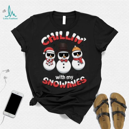 Christmas Snowman Shirt Chillin With My Snowmies Black Shirt
