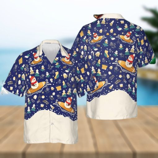 Christmas Snowman Surfing Hawaiian Shirt Christmas Button Down Shirt