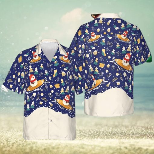 Christmas Snowman Surfing Hawaiian Shirt Christmas Button Down Shirt