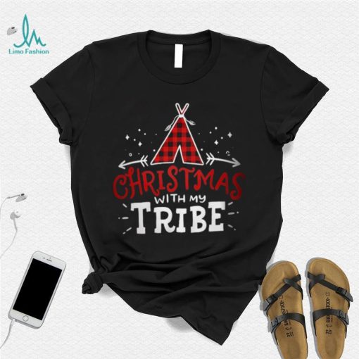 Christmas With My Tribe Buffalo Plaid Fami T Shirt