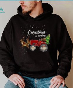 Christmas is coming Santa Claus farmer and tractor Christmas T Shirt