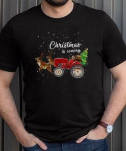 Christmas is coming Santa Claus farmer and tractor Christmas T Shirt