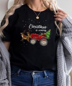Christmas is coming Santa Claus farmer and tractor Christmas T Shirt