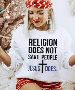 Christmas tee shirts Religion does not save people Jesus does men's t shirt