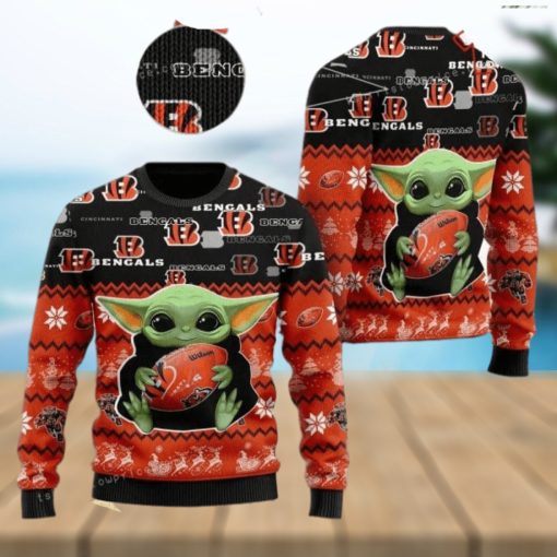 Cincinnati Bengal Baby Yoda Christmas Ugly Sweater Party