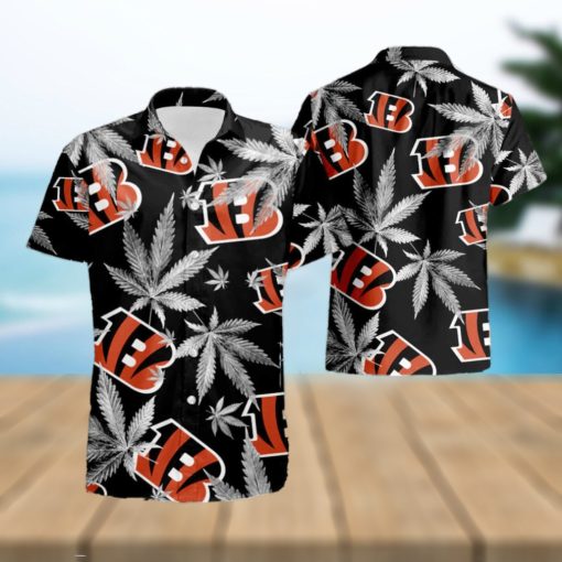 Cincinnati Bengals Cannabis Black Hawaiian Shirt And Shorts Happy Summer Gift For Fans